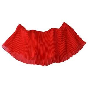 Guess Bright Red Micro Pleated Chiffon Off Shoulder Crop Top Blouse Size Large